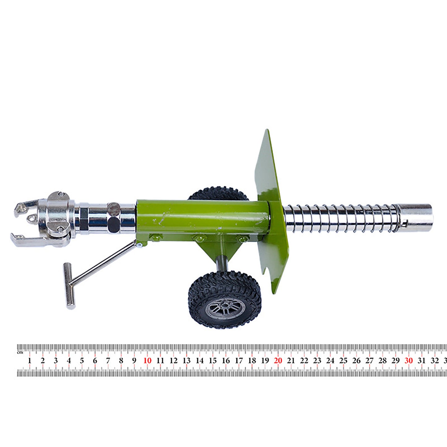 Metal Cannon Figurine Decor Piece with Wheels, 32cm Spring-Loaded Barrel