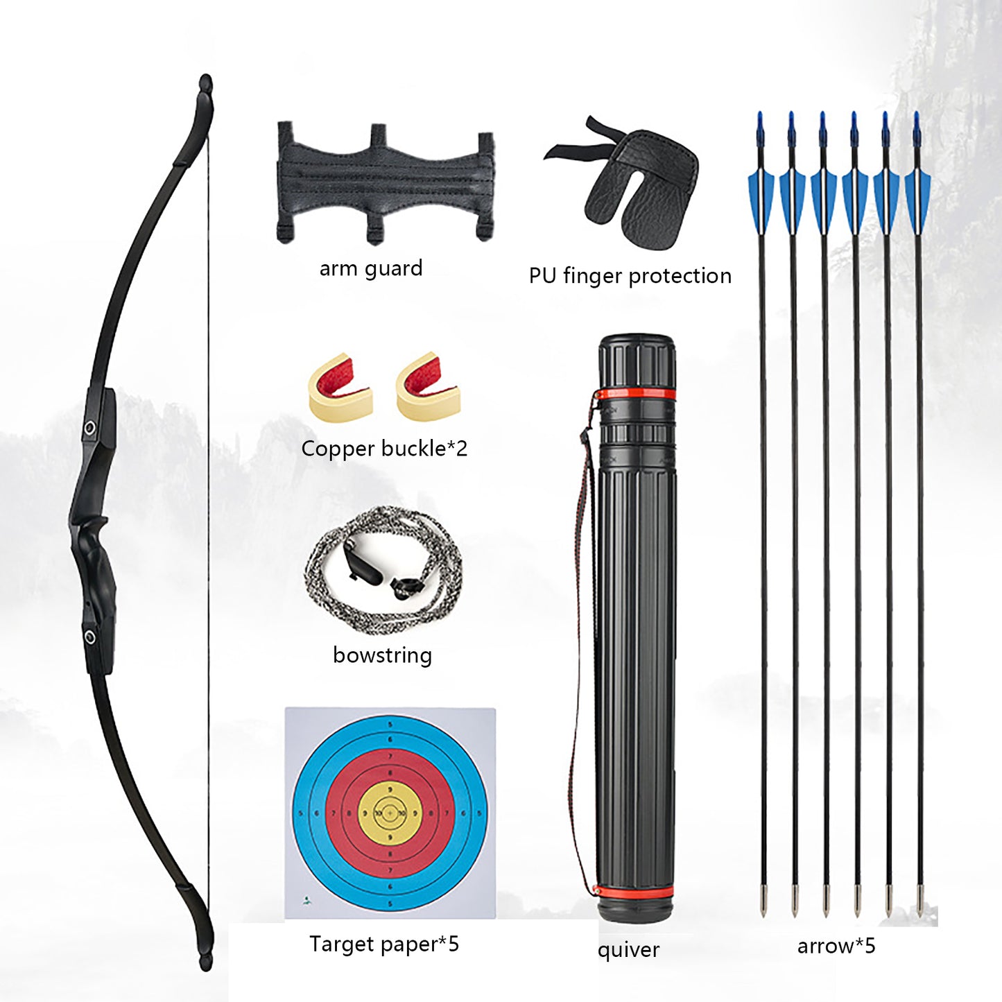 130cm Beginner Recurve Bow Set - 30/40 lb Draw Weight Ambidextrous Archery Kit with Fiberglass Limbs & Wood Riser | Includes Arrows, Quiver, Arm Guard | Hunting & Target Practice