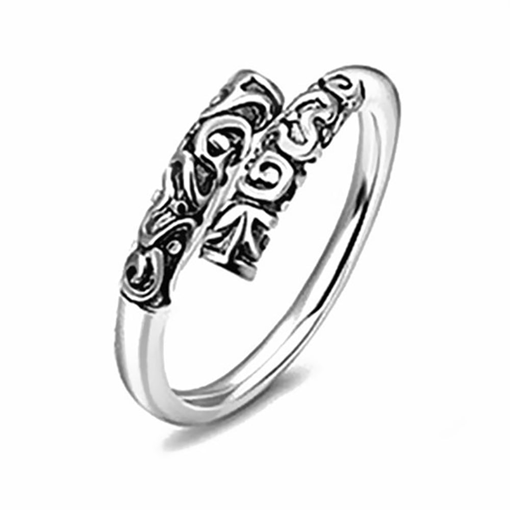Black Myth Wukong Mythical legend Story Inspired Adjustable Alloy Black Pattern Couple Rings Set, Engraved Design