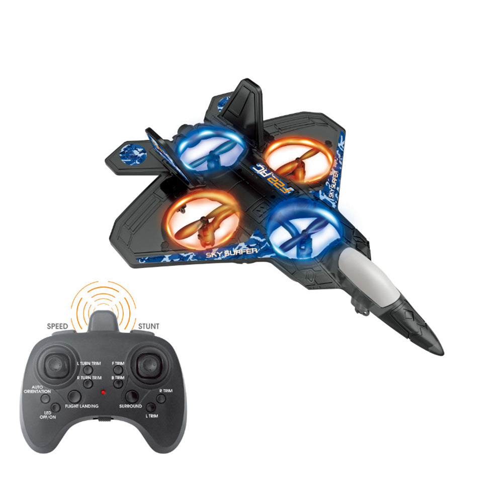 F-22 Fighter Jet Stunt Drone – 4 Brushless Motor RC Quadcopter with LED Lights, Auto Flip, One-Key Takeoff/Landing – Crash-Proof EPP Foam – Perfect for Beginners & Teens 14+