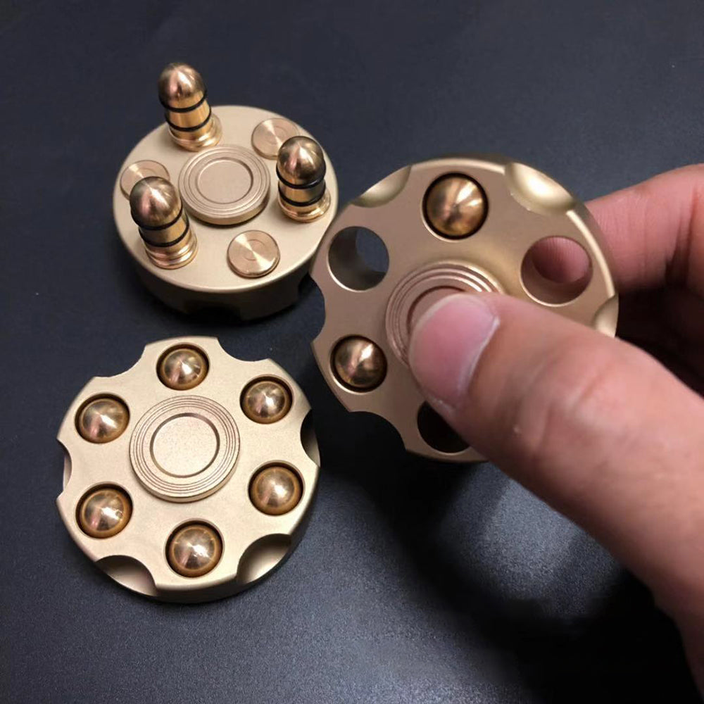 Drop Shipping Revolver Bullet Cylinder Hand Fidget Spinner Metal Copper Bullet Aluminum Alloy ADHD Adult Game Kid Gift Metal