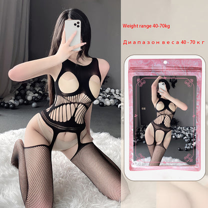 Free Drop Shipping Sexy Lingerie Tight Stockings Suspender Socks Close Fitting Chest Open Crotch Couples Flirtation