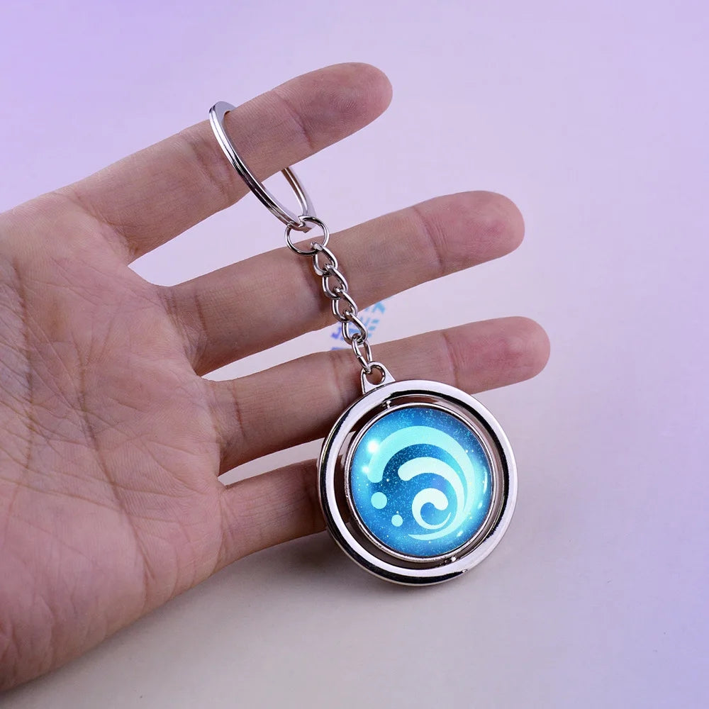 原神インパクト Oculi クリスタルキーホルダー夜光ダーク元素反応アニメコレクション