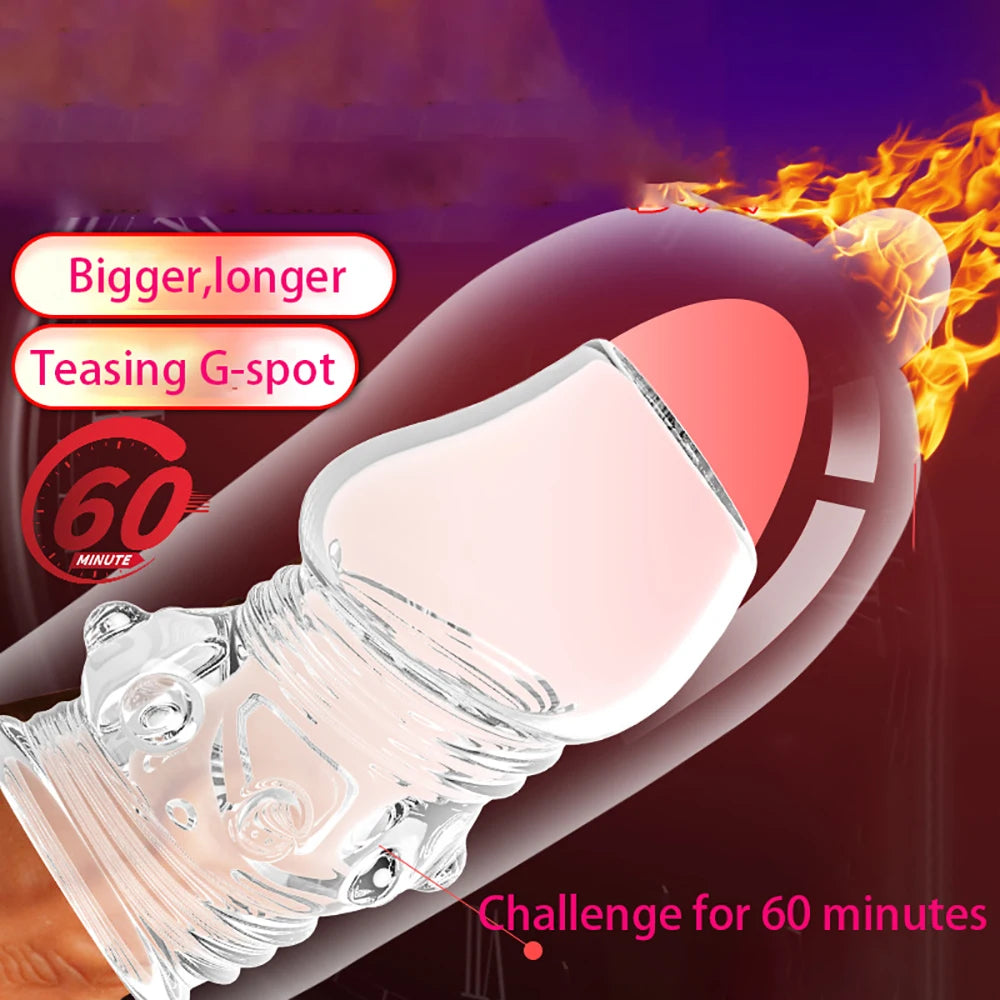 الكبار الجنس المنتج إزالة الحساسية حبيبة الغدة غمد القضيب تكبير سماكة شفافة ضوءيه