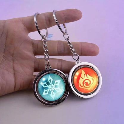 原神インパクト Oculi クリスタルキーホルダー夜光ダーク元素反応アニメコレクション