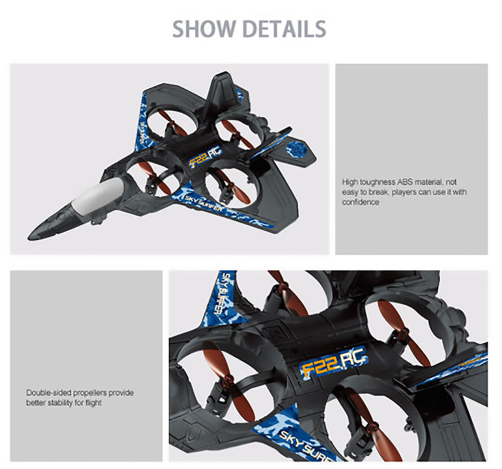 F-22 Fighter Jet Stunt Drone – 4 Brushless Motor RC Quadcopter with LED Lights, Auto Flip, One-Key Takeoff/Landing – Crash-Proof EPP Foam – Perfect for Beginners & Teens 14+
