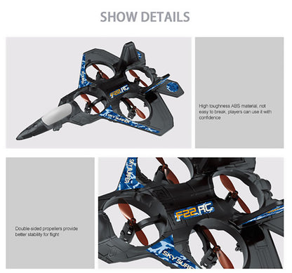 F-22 Fighter Jet Stunt Drone – 4 Brushless Motor RC Quadcopter with LED Lights, Auto Flip, One-Key Takeoff/Landing – Crash-Proof EPP Foam – Perfect for Beginners & Teens 14+