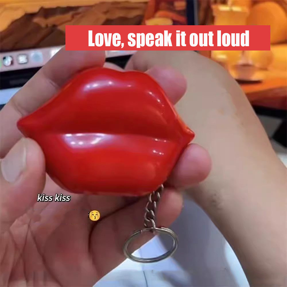 لعبة سلسلة المفاتيح الناطقة "أحبك قبلة الشفاه الحمراء" للأطفال والكبار