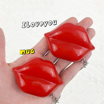 لعبة سلسلة المفاتيح الناطقة "أحبك قبلة الشفاه الحمراء" للأطفال والكبار
