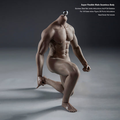 Super Flexible Male Seamless Body with Stainless Steel Ball Joints, 28 Points Articulations, for 1/6 Scale Action Figure