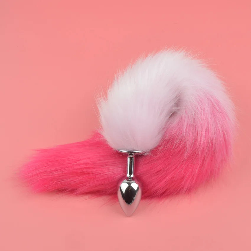 Anal Sex Toy Animal Doggy Fluffy Tail Man Woman Plug Butt Metal Smooth Stainless Steel Exotic Accessory Men/Women Adults